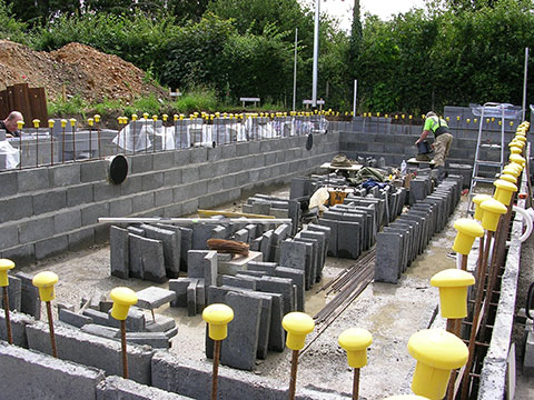 Concrete pool under construction